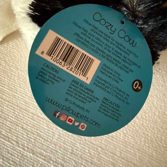 Pillow Pets Peewees Cozy Cow NWT - Picture 7 of 9